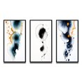 thumbnail image 2 of Designart "Heartbeat Rhapsody Turquoise and Gold Ink Cloud II" Abstract Painting Framed Wall Art Set Of 3 - Turquoise Modern Frame Canvas Set For Living Room Decor, 2 of 6