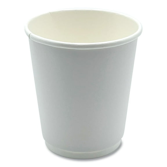 Paper Hot Cups, Double-Walled, 8 oz, White, 500/Carton | Bundle of 5 Cartons