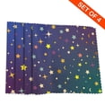 thumbnail image 2 of DouZhe Polyester Set de 4 Sets de Table, Coloré Étoiles Lune Ciel Motif Résistant à la Chaleur Place Mats pour Table à Manger, 12 "x 18", 2 of 6