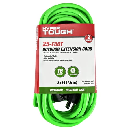 Hyper Tough General Use Extension Cord, 25 Feet, Green