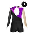 thumbnail image 4 of Xnihocha Kids Girls Sparkle Long Sleeve Gymnastics Leotards with Shorts Ballet Dance Bodysuit Purple 10, 4 of 6