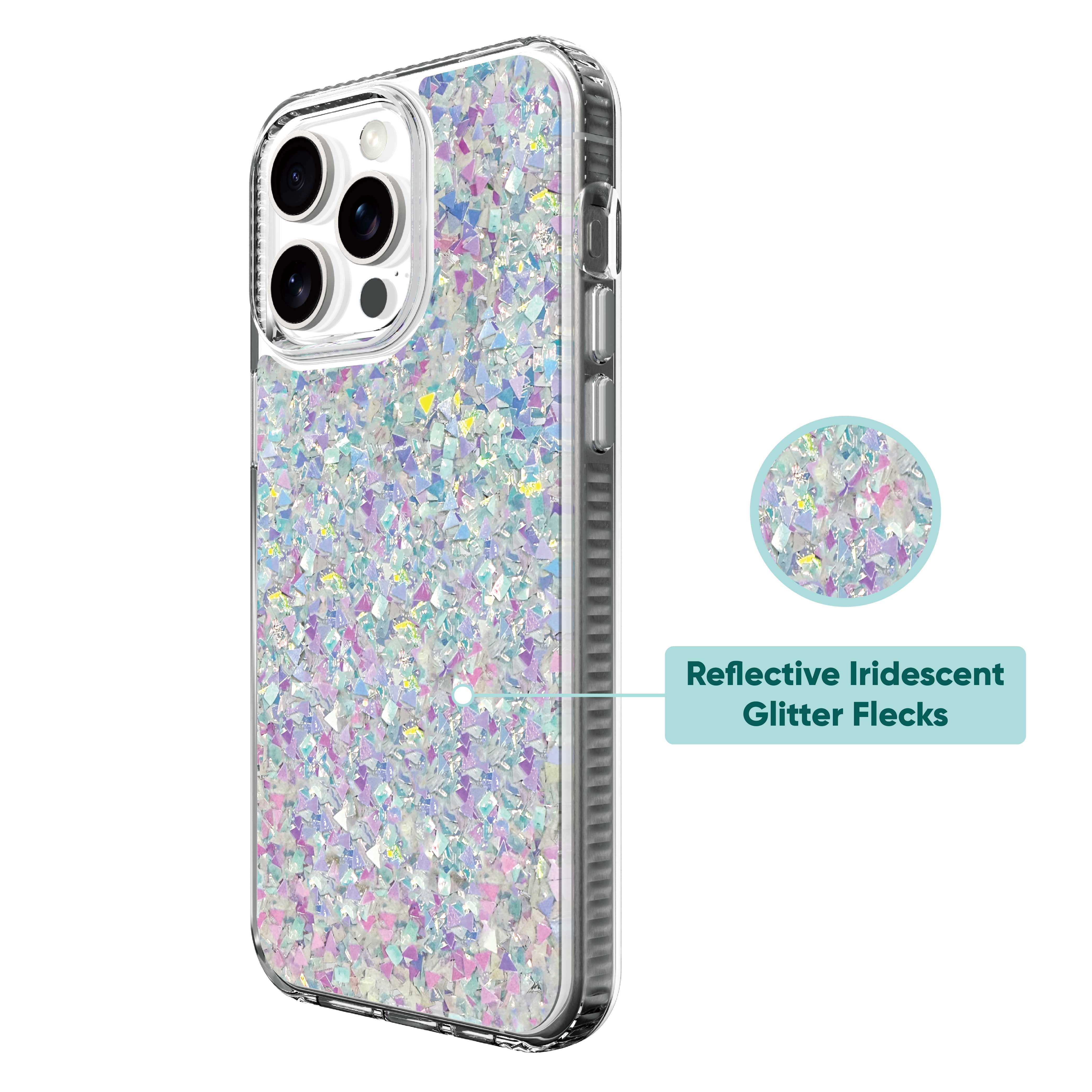 onn. Phone Case for iPhone 15 Pro Max - Iridescent Glitter Fleck