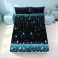 thumbnail image 4 of Homewish Princess Blings Queen Sheets for Girls, Black Cyan Queen Sheet Sets, 4pcs (1 Flat Sheet, 1 Fitted Sheet and 2 Pillowcases), 4 of 6