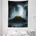 thumbnail image 1 of Night Sky Tapestry, Big Full Moon over a Fantasy Castle on Hill Clouds Rocks Valley View, Wall Hanging for Bedroom Living Room Dorm Decor, 60W X 80L Inches, Green Black Slate Blue, by Ambesonne, 1 of 2