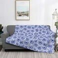 thumbnail image 2 of Uemuo Blue And White Flowers Printed Throw Blanket for Couch, Fluffy Fuzzy Blankets for Bed, Sofa, Cozy Flannel Faux Fur Blanket-50"x40", 2 of 6