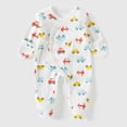 thumbnail image 2 of CAUYDY Newborn Boy Going Home Outfit Baby Sleepers Preemie Clothing Long Sleeved Pajamas Infant Boys Bodysuit Fall Winter Romper 3 6 9 12 18 24 Months Red for Sizes 1-3 Months, 2 of 6
