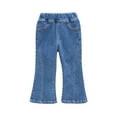 thumbnail image 2 of lmcalzta Baby Girls Clothes Denim Pants Infant Bell Botton Jeans with Pockets Elastic Waisted Casual Trousers, 2 of 3