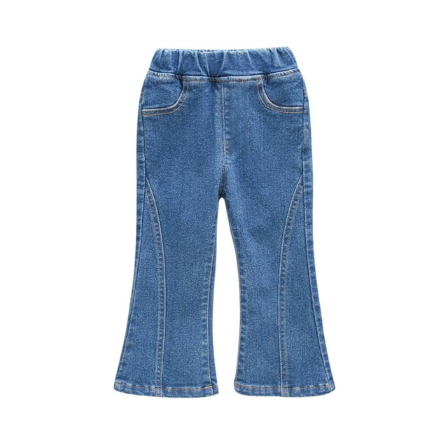 Birdeem Spring and Summer Cute Solid Girls Pocket Split Elastic Waist Comfy Full Length Pants Jeans