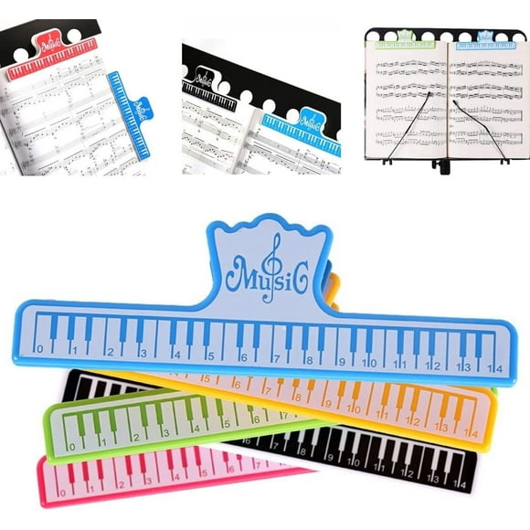 Lunfar 5 Pack Music Book Clip to Hold Book Open Music Page Paper Sheet Note Holder Clips for Music Reading Stand Guitar Piano Violin Cello Flute Musical Instrument Player Musician