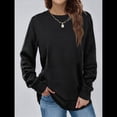 thumbnail image 4 of Sudadera Informal de Cuello Redondo para Mujer, Larga, Corte Holgado, Cuello Alto, Forro Cómodo, Prendas de Moda para Otoño. Negro L, 4 of 8