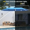 thumbnail image 4 of AECOJOY 15ft Patio Umbrella with Solar Lights, Large Double Umbrella Outdoor Patio, Rectangle TableUmbrella with 156 PCS LED Lights and Crank Handle for Backyard Deck Pool Shade in Blue, 4 of 7