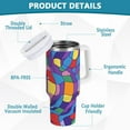 thumbnail image 2 of Yayeee 40oz Double-Wall Insulated Stainless Steel Tumbler with Handle Bottle, Yellow Wavy Plaid, 2 of 8