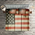 thumbnail image 2 of Ambesonne American Flag Quilted Coverlet 3 Pcs, Wood Design Flag, Queen Size, Blue Red, 2 of 2