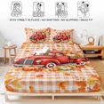thumbnail image 5 of Twin Sze Fitted Sheet Set - Red Truck Fall 2 Piece Bedding Sets 16" Deep Pocket Fitted Sheet with 1 Pillowcase, Thanksgiving Pumpkins Maple Leaves Checkered Brushed Microfiber Hotel Luxury Bed Sheets, 5 of 9