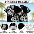 thumbnail image 5 of Netecom Black And White Hibiscus Hawaiian Shirt for Men, Tropical Style, Button Down Summer Beach Short Sleeve, S-5XL, 5 of 6