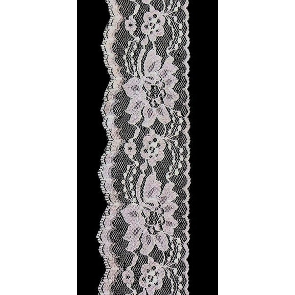 Ribbon Bazaar Lace 443 Flat 3" White 25 yards 100% Polyester