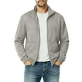 thumbnail image 2 of KeShDi Quilted Jacket Men's Full Zip Up Sweatshirt Casual Lightweight Long Sleeve Mock Neck Jackets with Pocket Gray 2X, 2 of 7