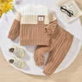 thumbnail image 2 of Wxirdiow Pant Sets for Toddlers Baby Girl Fall Winter Clothes Knit Crewneck Sweatshirts Flare Pants Set Toddler Bell-Bottoms Outfits Brown Size,6-12 Months, 2 of 5