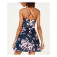 thumbnail image 2 of SPEECHLESS Womens Navy Floral Halter Short Fit + Flare Dress 13, 2 of 4