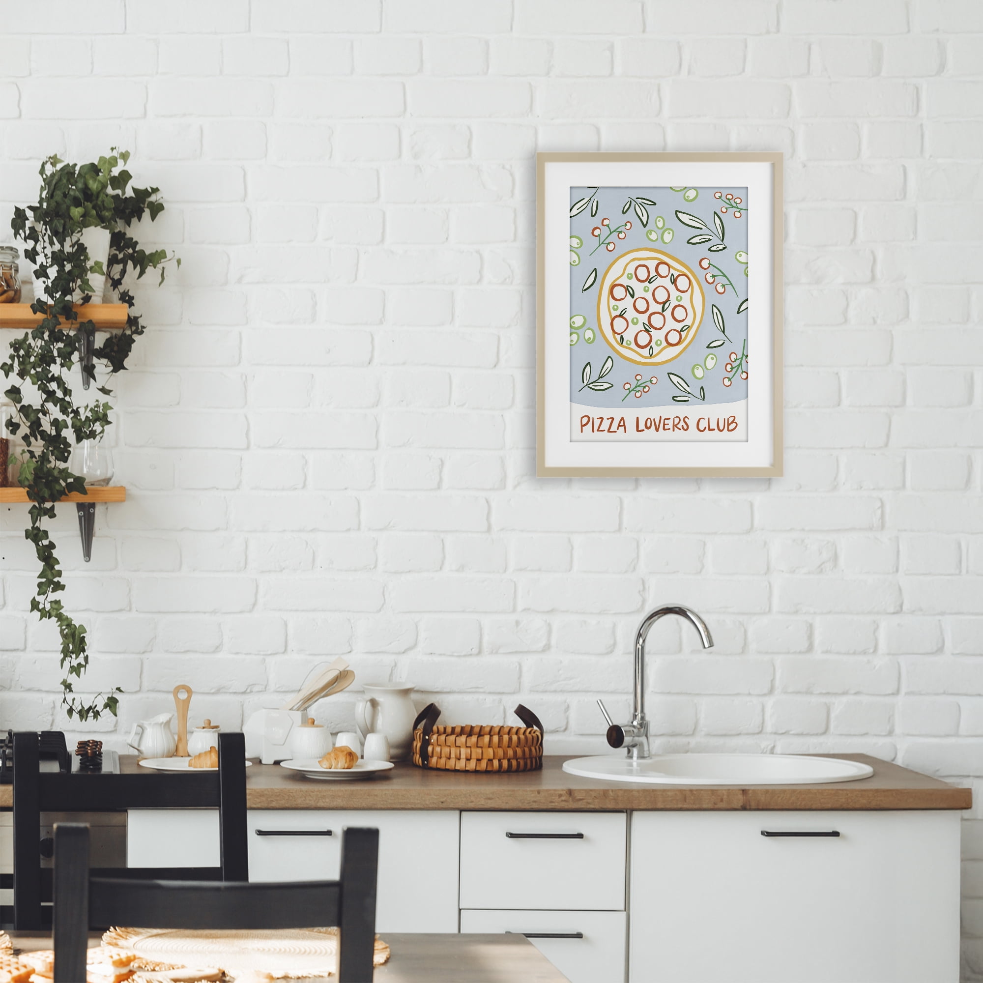 Stupell Industries Pizza Lovers Club Birch Framed Print Under Glass, design by Amanda Houston