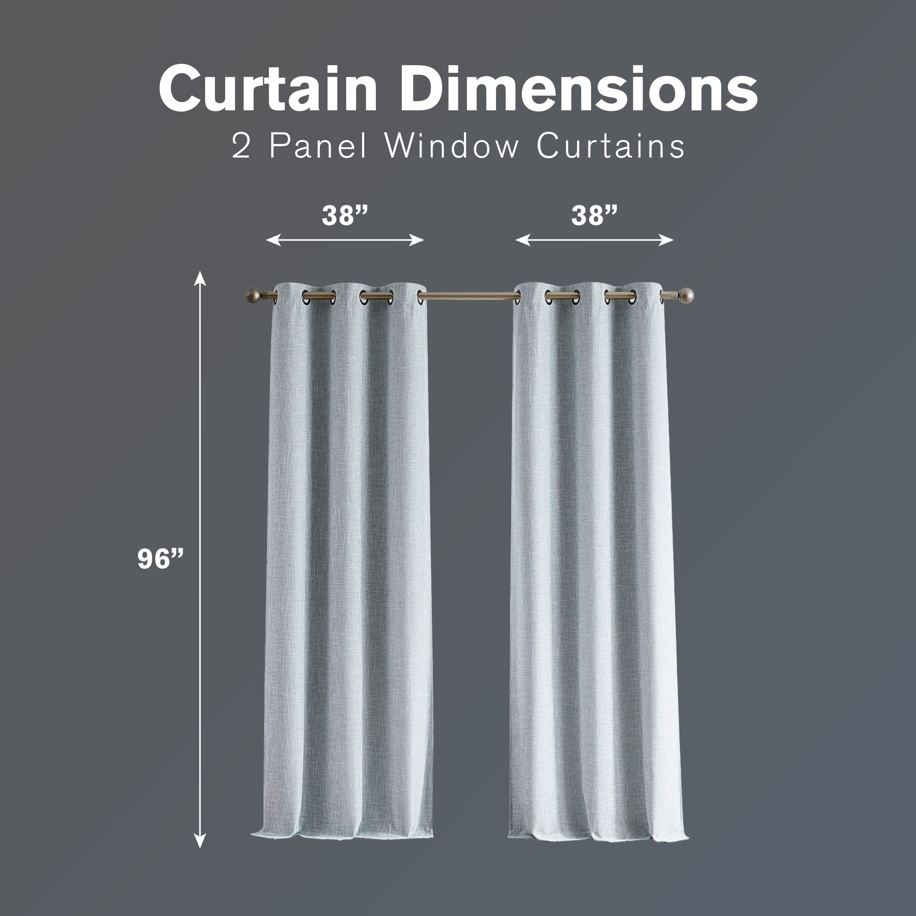 Brookstone Percy Blackout Curtains Thermal Insulated Grommets Room Darkening Drapes for Living Area and Bedroom Light, Blue, 38" x 96", 2 Panel Set