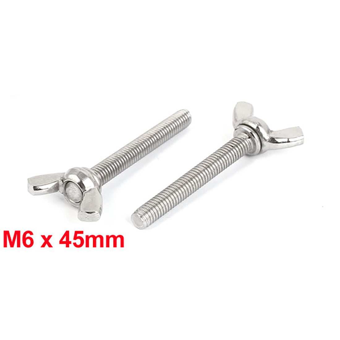 304 Stainless Steel Butterfly Screw Wing Bolt M6 x 45mm 1mm Pitch 5pcs
