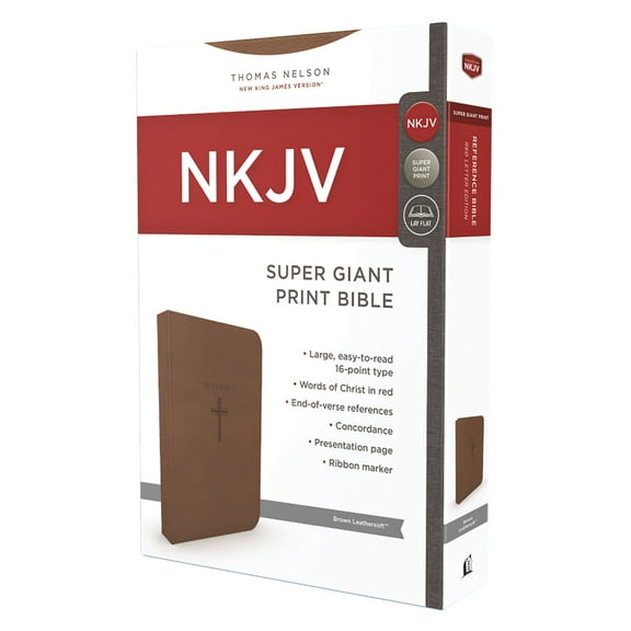 NKJV Super Giant Print Reference Bible, Leathersoft, Brown