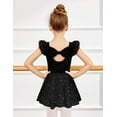 thumbnail image 5 of Oudiya Girls Ballet Leotards Ruffle Sleeve Bow Back Toddler Dance Outfits Leotard with Removable Shinny Skirt Combo 3-11Y, 5 of 9