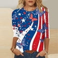 thumbnail image 2 of ZQUUVOU 4Th Of July Shirts Women's T-Shirt Button Henley V Neck Short Sleeve Print Stars And Stripes Tops Blue (2XL), 2 of 5