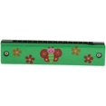 thumbnail image 1 of 1pc Wood Harmonica Cartoon Double 16 Holes For Children Musical Instrument - Green, 1 of 3
