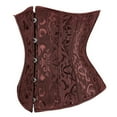 thumbnail image 2 of Corsets for Women Vintage Floral Jacquard Tight Bustier Underbust Halloween Wide Belt Tummy Control Boned Waist&nbsp;Trainer Brown XS, 2 of 5