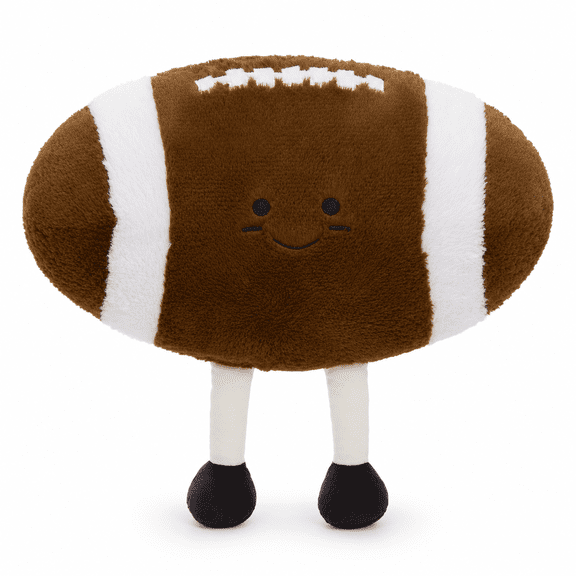 Football Plush Toy, Soft Brown Stuffed Football Pillow with Cute Face and Dangling Legs, 18.5 Inch Sports Ball Plush for Kids, Boys, Girls, Room Decor, Birthday Gift