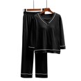 thumbnail image 5 of CQXIDFH Womens Pajama Sets Plus Size V-Neck Pajama Set with Built-in Support Long Sleeve Loose Casual Home Wear 2 Piece Lounge Set, 5 of 5