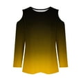 thumbnail image 5 of gakvbuo Petite Tops For Women Tops 3/4 Sleeve Pullover Shirts Cold shoulder Tunic Tops Crewneck Slim Fit Half Sleeve off shoulder Graphic Tshirts Gradient Blouse Tops, 5 of 6