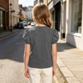 thumbnail image 5 of Teylalorva T-Shirt for Girls, Crewneck Summer Trendy Puff Short Sleeve Kids Cute Casual Tee Gray Size 4, 5 of 8
