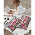 thumbnail image 3 of Pack of 2 Outdoor Pillow Covers, Summer Spring Vintage Flowers Tulips Black White Plaid Waterproof Square Throw Pillowcase Cushion Decorative Pillow Covers for Couch Patio Tent, 20x12 in, 3 of 6
