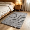 thumbnail image 5 of Wave Textured Soft Floor Mat, 23.6 x 15.8-Inch Polyester Blend Rug for Bathroom, Bedroom and Entryway, Gray, 5 of 7