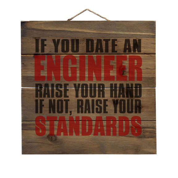Date Engineer or Raise Your Standards - Decorative REAL WOOD Wall Art - Faux Pallet Look