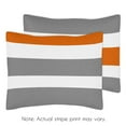 thumbnail image 3 of Gray, Orange and White Childrens, Teen 3 Piece Full/Queen Boys Stripe Bedding Set Collection, 3 of 4