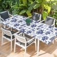 thumbnail image 2 of Navy Blue Coastal Table Cloths for 8 Foot Rectangle Tables, Coral Starfish Seaside Summer Beach Patio Waterproof Elastic Fitted Tablecloths, Washable Rectangular Table Cover for Camping, 2 of 8