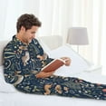 thumbnail image 6 of Naloa Retro Forest Animals Men’s Pajamas Set - Long Sleeve Button Down Sleep Shirt and Pajama Bottoms Sleepwear Set-Small, 6 of 7