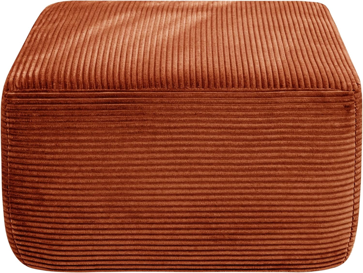 Howcool Oversized Corduroy Ottoman Bench for Living Room, Rectangle Plush Footrest Pouf, Extra Seating & Coffee Table for Sofa, Compressed Memory Foam, No Assembly Required, Orange