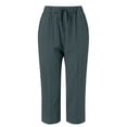 thumbnail image 3 of yunLCZ Women's Straight Leg Pants High Wa High Waist Linen Capris For Women Drawstring Elastic Waist Harem Pant Basic Lightweight Linen Pant, 3 of 4
