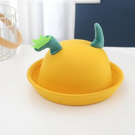 

kpoplk Baby Hats 12-18 Months Toddler Boys Girls Children Fisherman Hat Baby Hat Autumn Winter Cartoon Dinosaur Baby Wool Warm(Yellow)