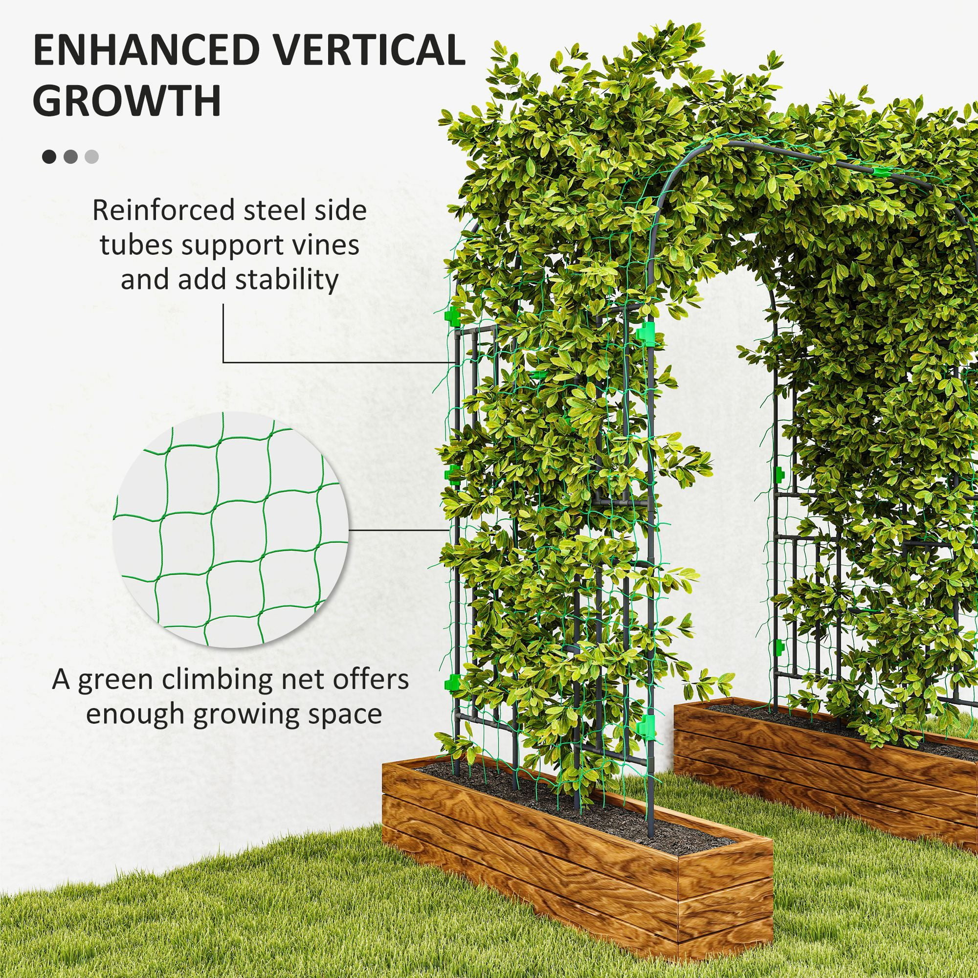 Dranite 8 FT Tall Garden Arch Trellis for Outdoor Decor,Metal Plant Support with Climbing Net