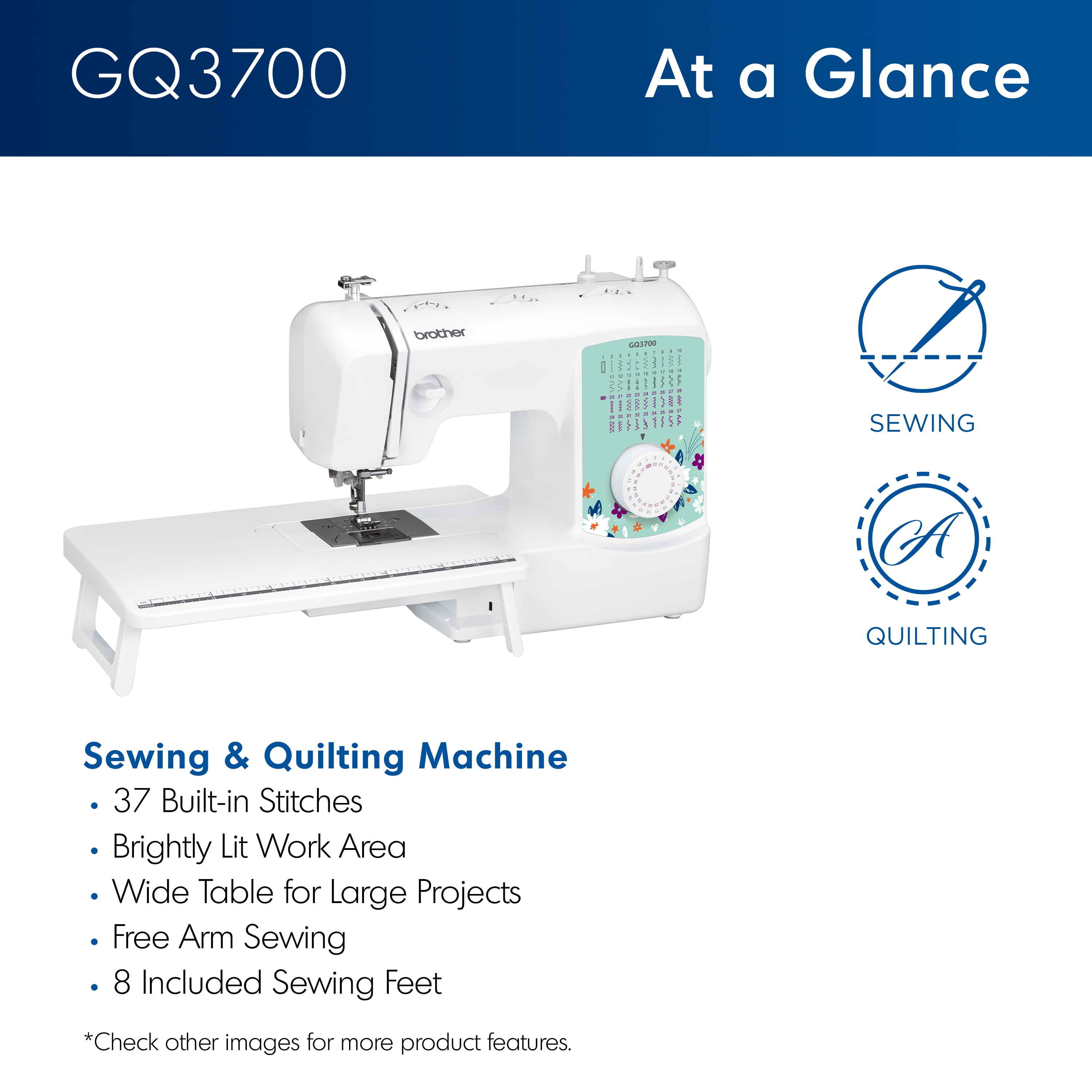 Brother GQ3700 Sewing & Quilting Machine with Built-in Stitches & Wide Table