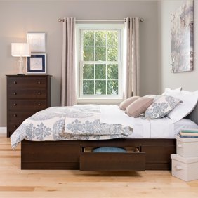 Tall Queen Captains Platform Storage Bed With 12 Drawers Espresso