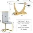 thumbnail image 5 of Glass Dining Table Set for 4, Sudica 63"Rectangular Dining Room Table and Leather Dining Chairs Set with Chrome Gold Legs, Light Gray, 5 of 7