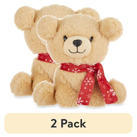 (2 pack) Plush Dog Stuffed Animal Toy, Beige, Child, 7 in, by Holiday Time