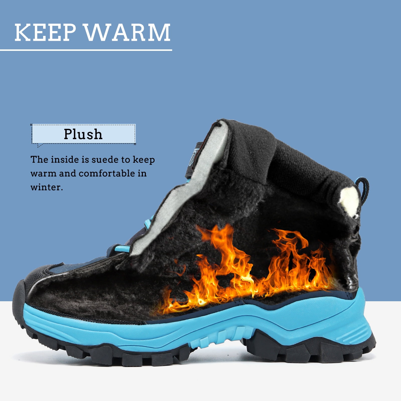 FANGFIUP Boys Snow Boots Winter Waterproof Antiskid Boots Hiking Outdoor Shoes Booties for Unisex Kids (Little Kid/Big Kid)